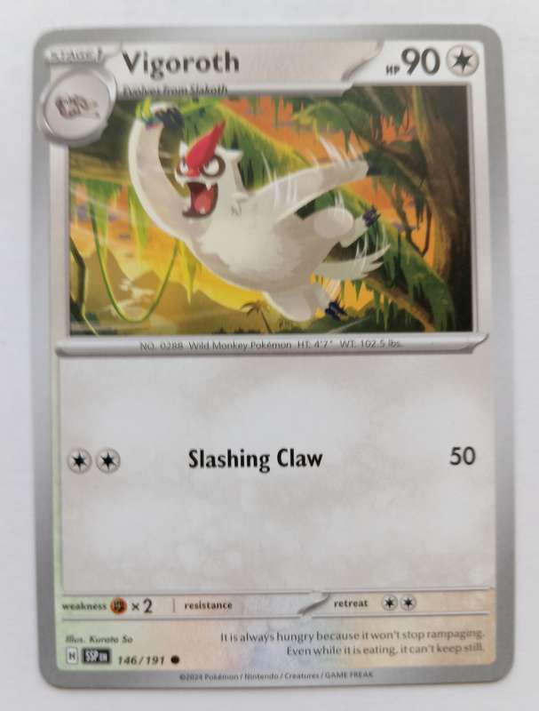 VIGOROTH  - POKEMON NINTENDO SURGING SPARKS -  COMMON TRADING CARD 146/191