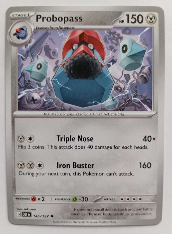 POKEMON CARD - PROBOPASS  146/197 COMMON OBSIDIAN FLAMES 2023 - MINT