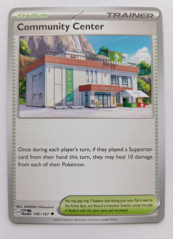 COMUNITY CENTER - POKEMON NINTENDO TWILIGHT MASQUERADE 2024 - TRAINER TRADING CARD 146/167