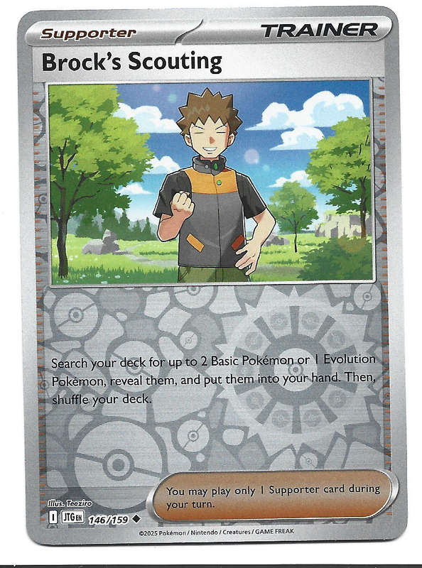 BROCK'S SCOUTING - REVERSE HOLO  146/159 POKEMON TCG JOURNEY TOGETHER TRADING CARD