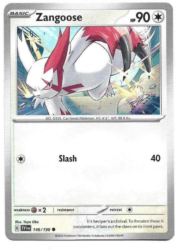 ZANGOOSE - COMMON   146/198 POKEMON TCG SCARLET & VIOLET TRADING CARD