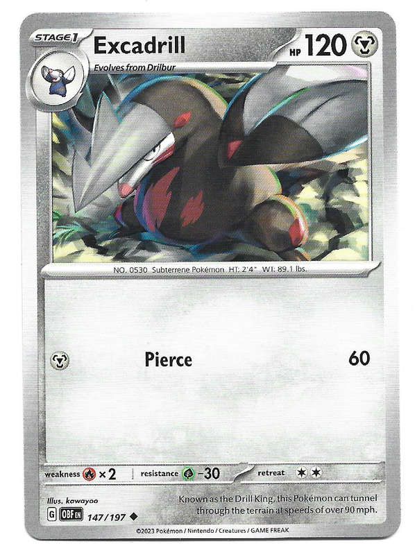 EXCADRILL - POKEMON TCG BSIDIAN FLAMES COMMON  147/197 TRADING CARD