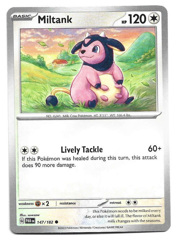 MILTANK  -  POKEMON PARADOX RIFT COMMON  147/182 TRADING CARD