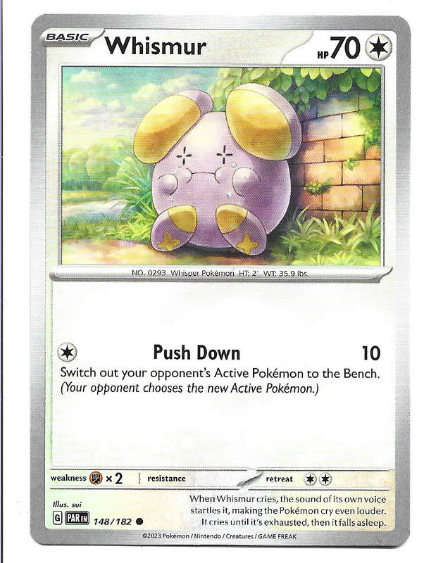 WHISMUR - POKEMON PARADOX RIFT  148/182  COMMON TRADING CARD