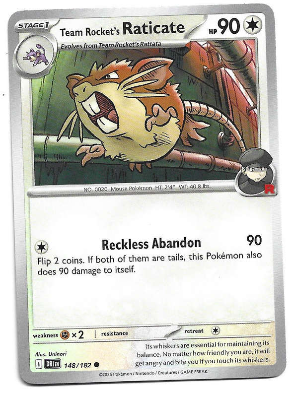 TEAM ROCKET's RATICATE - COMMON  148/182  POKEMON TCG DESTINED RIVALS TRADING CARD