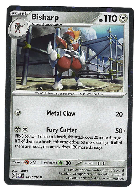 POKEMON CARD - BISHARP  149/197 Cosmos Holo Rare Scarlet & Violet Trading Card - Mint
