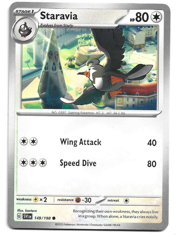 STARAVIA - COMMON  149/198  POKEMON TCG SCARLET & VIOLET TRADING CARD