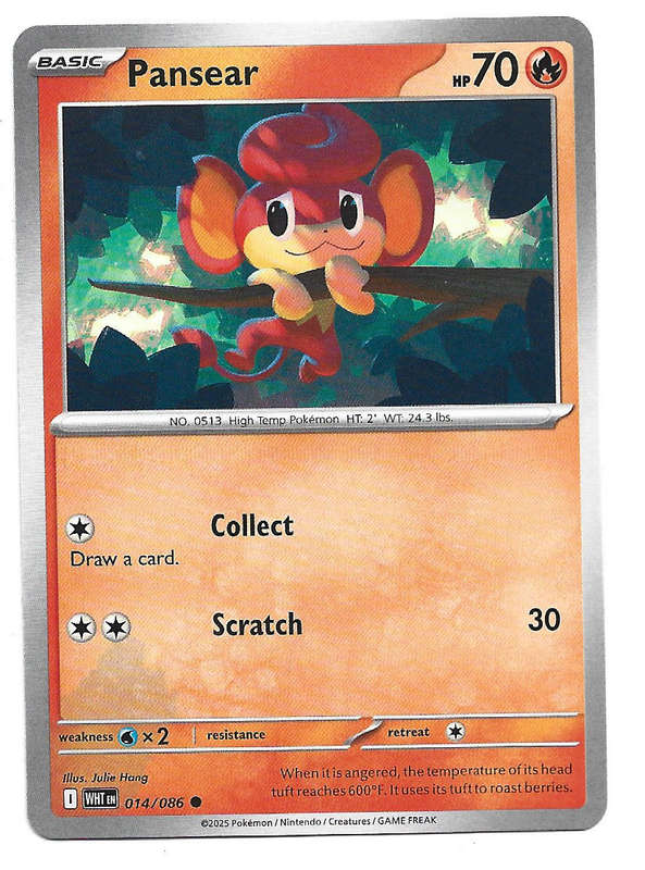PANSEAR - COMMON  14/86 POKEMON TCG WHITE FLARE TRADING CARD