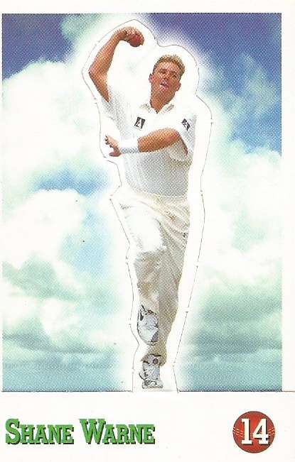 SHANE WARNE - SELECT CRICKET 1997/98 STICKER COLLECTION - RARE "POP-UP" TRADING CARD 14