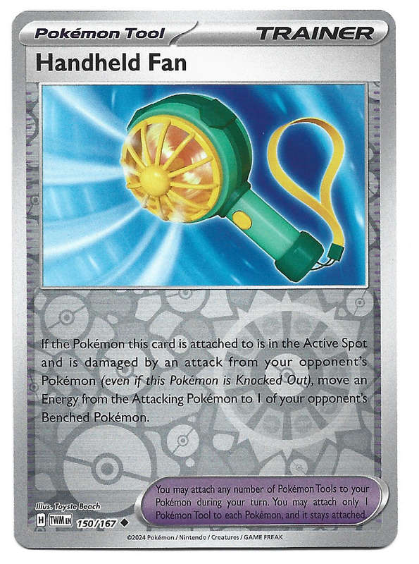 HANDHELD FAN - REVERSE HOLO POKEMON TWILIGHT MASQUERADE   150/167 TRADING CARD