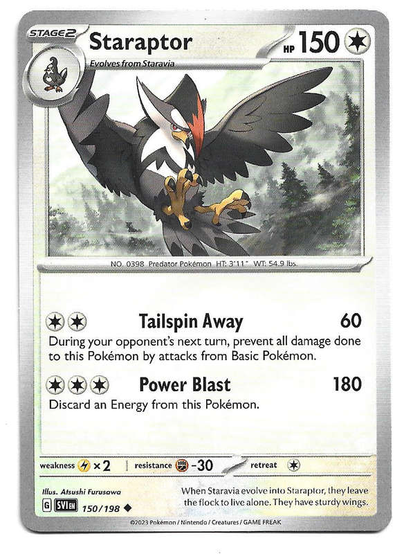 STARAPTOR - COMMON  150/198  POKEMON TCG SCARLET & VIOLET TRADING CARD
