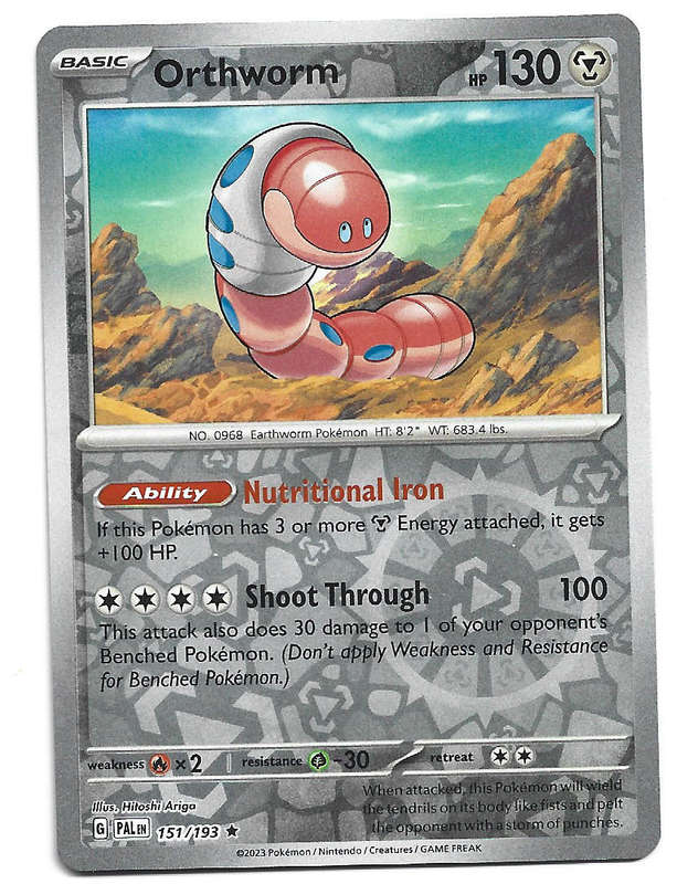 ORTHWORM - REVERSE HOLO   151/193 POKEMON TCG PALDEA EVOLVED TRADING CARD