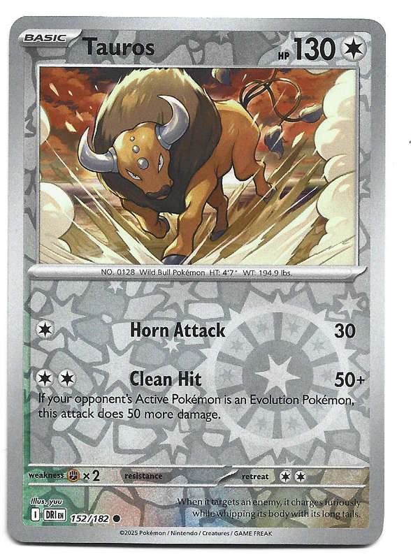 TAUROS - REVERSE HOLO  152/182  POKEMON TCG DESTINED RIVALS TRADING CARD
