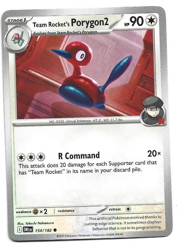 TEAM ROCKET's PORYGON 2  -  COMMON  154/182  POKEMON TCG DESTINED RIVALS TRADING CARD