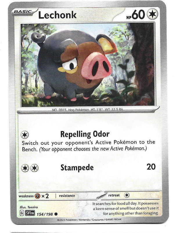 LECHONK - COMMON  154/198  POKEMON TCG SCARLET & VIOLET TRADING CARD