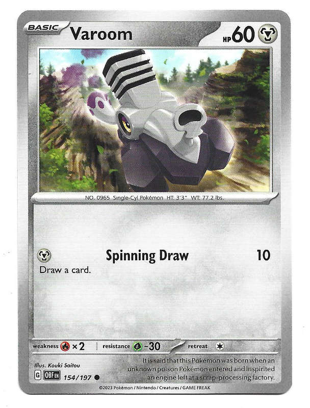 VAROOM -  COMMON  154/197  POKEMON TCG OBSIDIAN FLAMES TRADING CARD