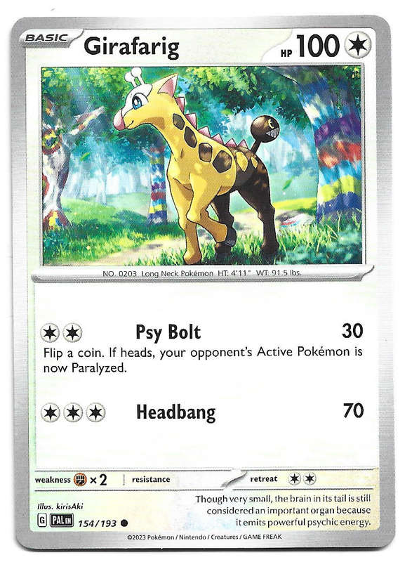 GIRAFARIG - COMMON  154/193 POKEMON TCG PALDEA EVOLVED TRADING CARD