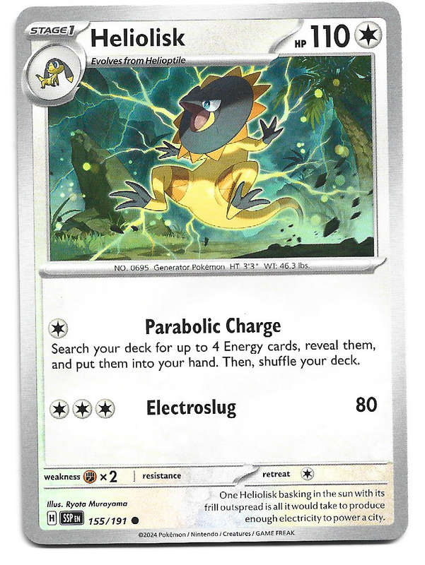 HELIOLISK  - POKEMON TCG SURGING SPARKS  COMMON   155/191 TRADING CARD
