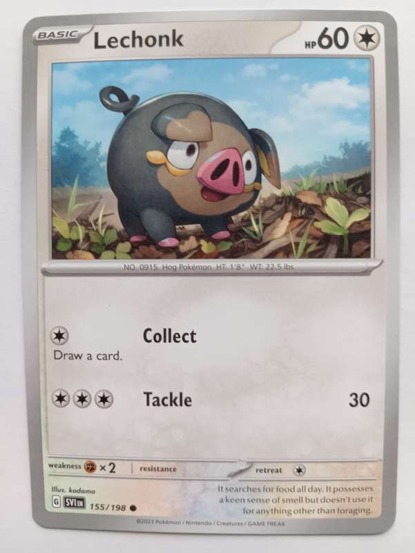 LECHONK- POKEMON SCARLET & VIOLET 2023  - COMMON TRADING CARD 155/198 - MINT