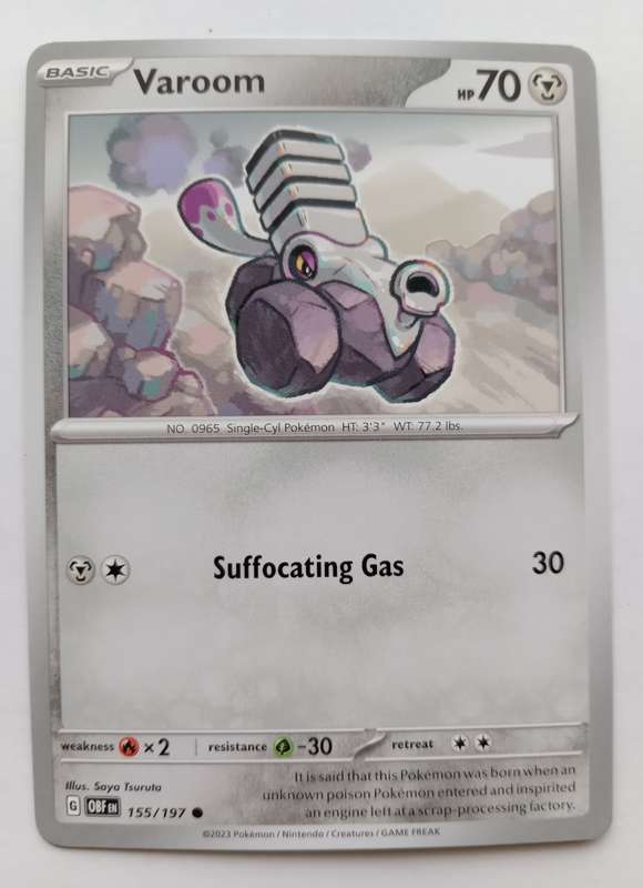 POKEMON CARD - VAROOM  155/197 COMMON OBSIDIAN FLAMES 2023 - MINT