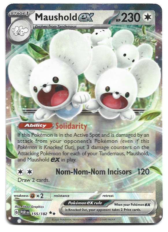 MAUSHOLD EX -   HOLO RARE POKEMON TCG PARADOX RIFT  155/182 TRADING CARD