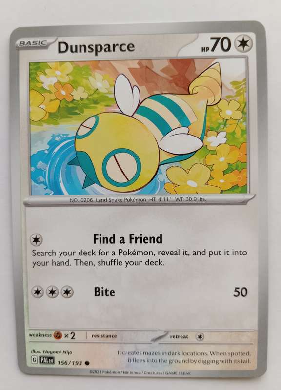 DUNSPARSE - POKEMON TCG PALDEA EVOLVED - COMMON TRADING CARD 156/193