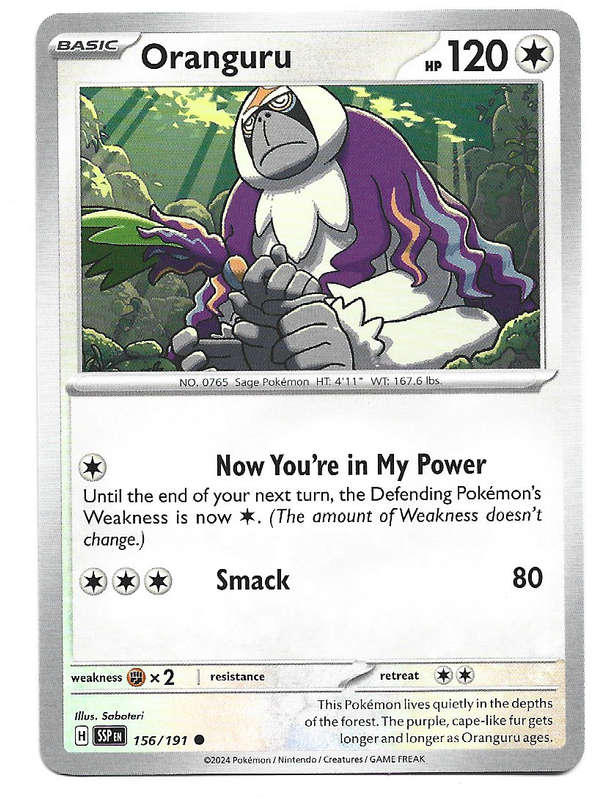 ORANGURU  - POKEMON TCG SURGING SPARKS  COMMON   156/191 TRADING CARD