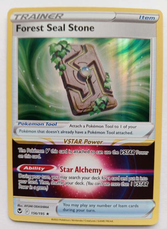 FOREST SEAL STONE - HOLO RARE 156/195  POKEMON TCG SILVER TEMPEST TRADING CARD