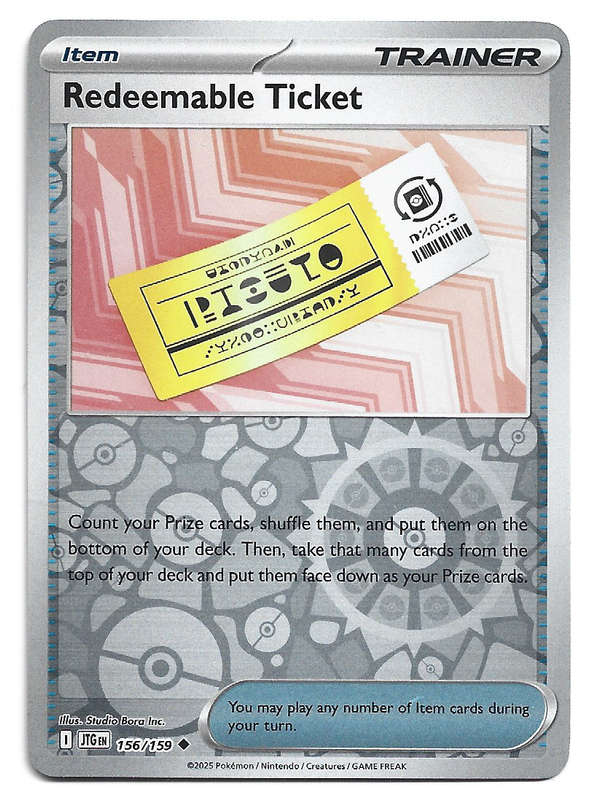REDEEMABLE TICKET - REVERSE HOLO  156/159 POKEMON TCG JOURNEY TOGETHER TRADING CARD