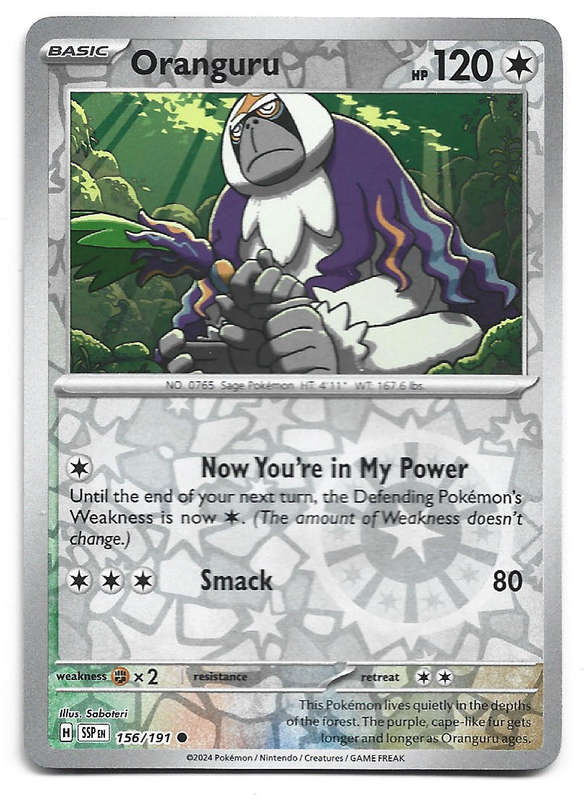 ORANGURU -  REVERSE HOLO 156/191 POKEMON TCG SURGING SPARKS TRADING CARD