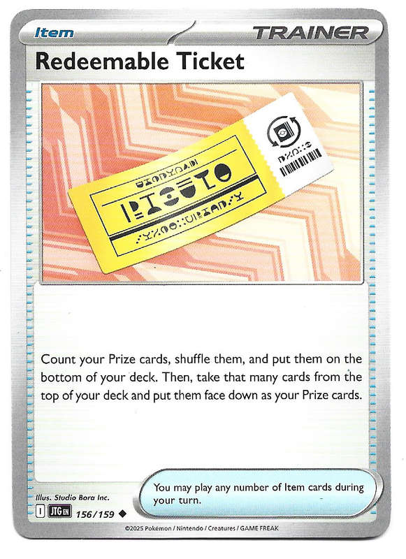 REDEEMABLE TICKET - UNCOMMON  156/159 POKEMON TCG JOURNEY TOGETHER TRADING CARD