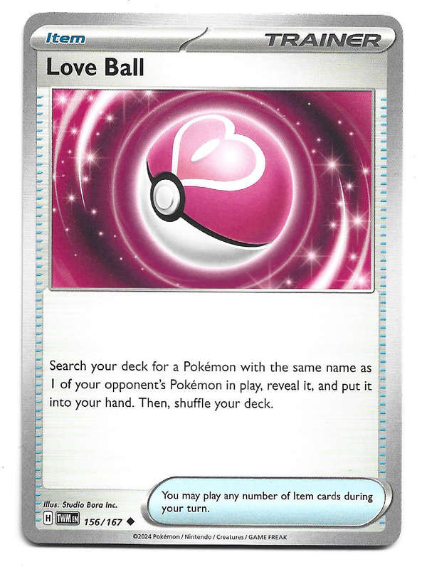 LOVE BALL - UNCOMMON  156/167 POKEMON TCG TWILIGHT MASQUERADE TRADING CARD