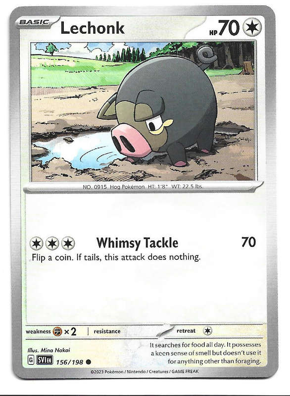 LECHONK - COMMON  156/198  POKEMON TCG SCARLET & VIOLET TRADING CARD