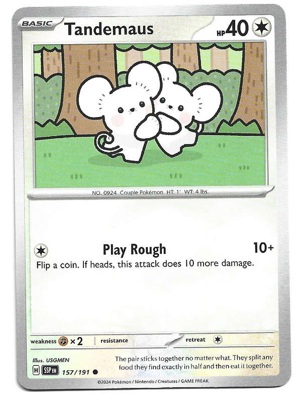 TANDEMAUS  - POKEMON TCG SURGING SPARKS  COMMON   157/191 TRADING CARD