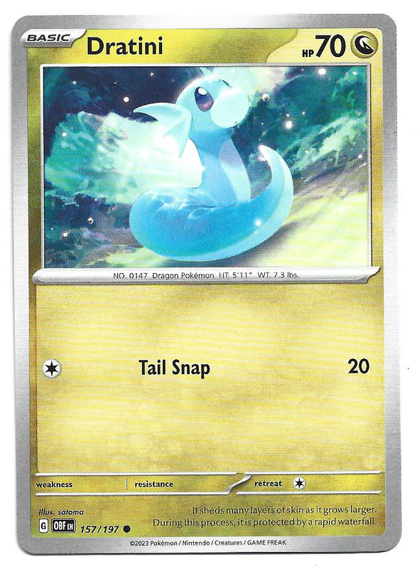 DRATINI - POKEMON TCG BSIDIAN FLAMES COMMON  157/197 TRADING CARD