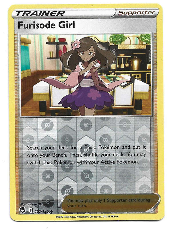 FURISODE GIRL - REVERSE HOLO  157/195  POKEMON TCG SILVER TEMPEST TRADING CARD