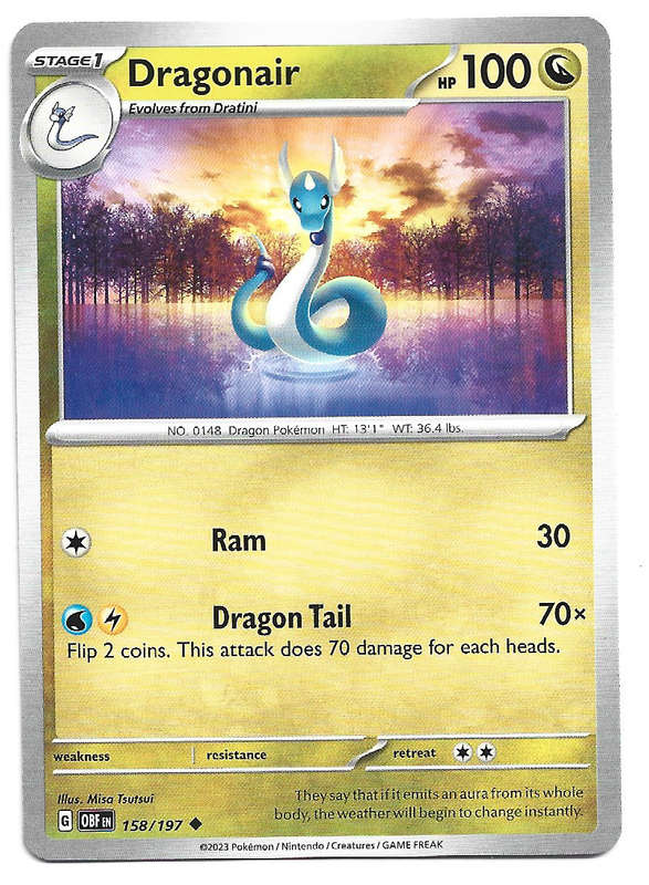 DRAGONAIR - POKEMON TCG BSIDIAN FLAMES COMMON  158/197 TRADING CARD