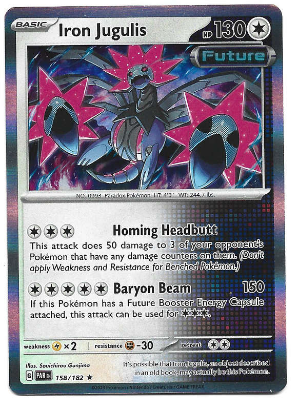 IRON JUGULIS -   HOLO RARE POKEMON TCG PARADOX RIFT  158/182 TRADING CARD