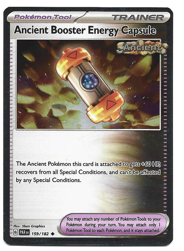 ANCIENT BOOSTER ENERGY CAP  -   COSMO HOLO RARE POKEMON SCARLET & VIOLET PROMO  159/182 TRADING CARD