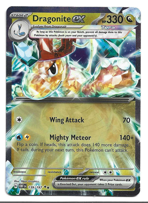 DRAGONITE EX - D/RARE HOLO   159/197  POKEMON TCG OBSIDIAN FLAMES TRADING CARD