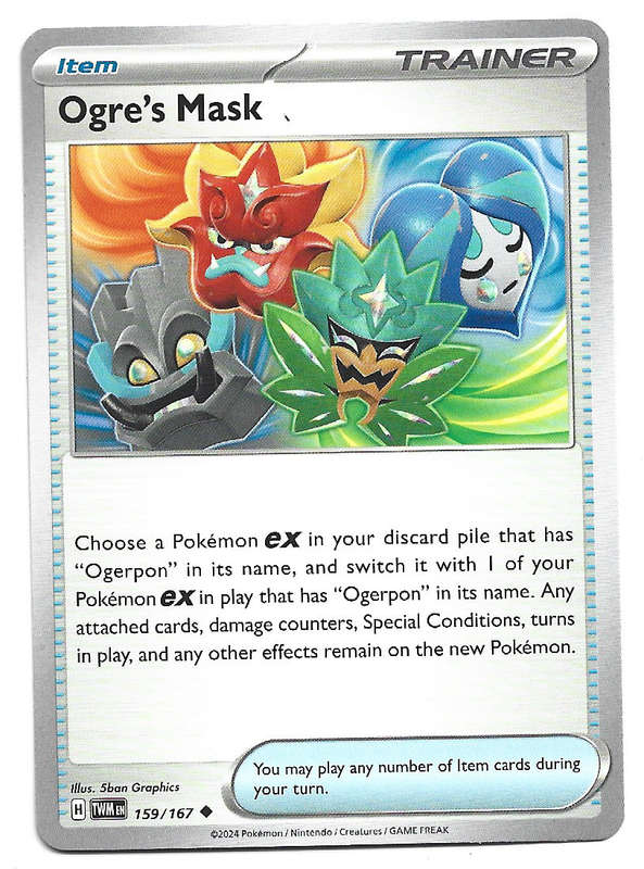 OGRE'S MASK - POKEMON TWILIGHT MASQUERADE COMMON  159/167 TRADING CARD