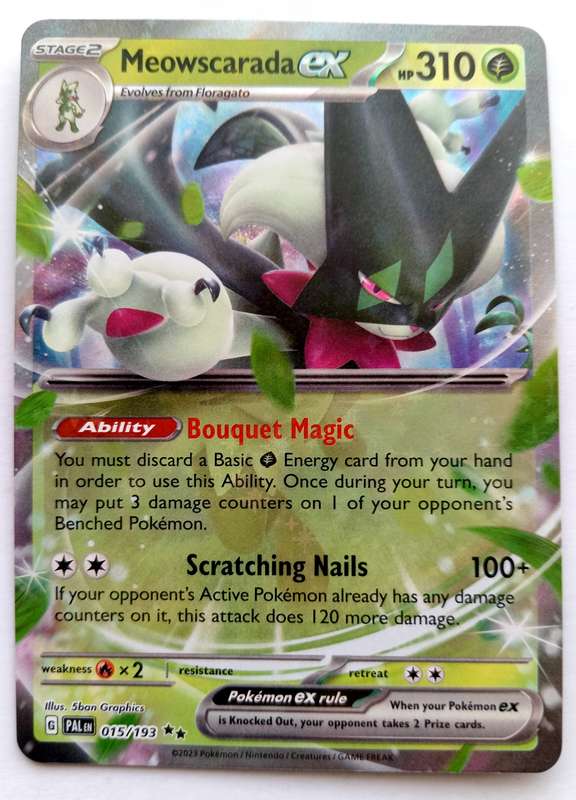 MEOWSCARADA EX - POKEMON NINTENDO PALDEA EVOLVED - HOLO RARE TRADING CARD 15/193 - MINT