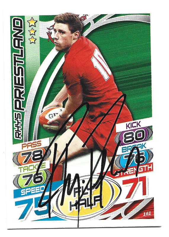 RHYS PRIESTLAND (Wales) - TOPPS `RUGBY WORLD CUP` 2015 - Personally SIGNED TRADING CARD