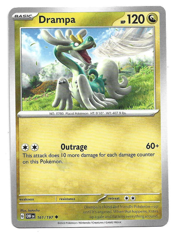 DRAMPA -  COMMON  161/197  POKEMON TCG OBSIDIAN FLAMES TRADING CARD