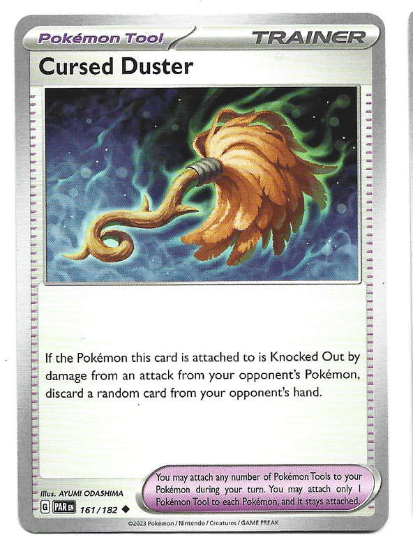 CURSED DUSTER  -  POKEMON PARADOX RIFT COMMON  161/182 TRADING CARD