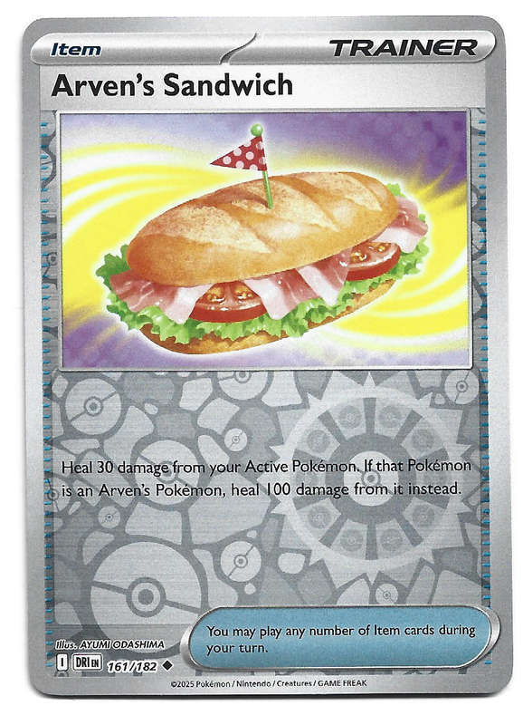 ARVEN's SANDWICH - REVERSE HOLO  161/182  POKEMON TCG DESTINED RIVALS TRADING CARD
