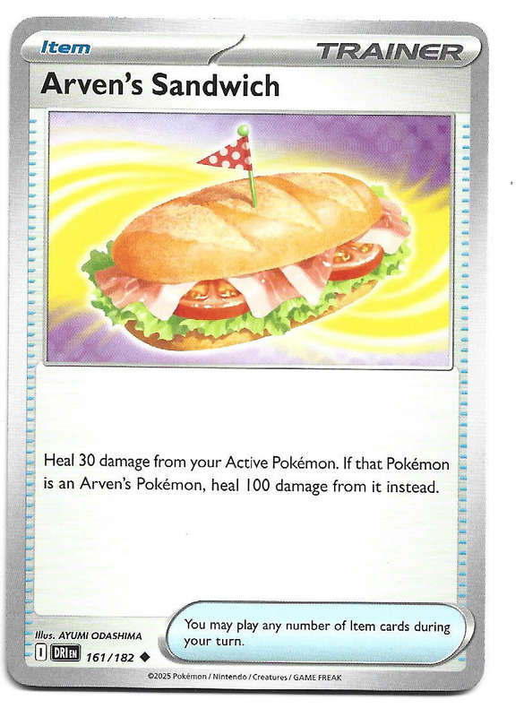 ARVEN's SANDWICH  -  UNCOMMON  161/182  POKEMON TCG DESTINED RIVALS TRADING CARD