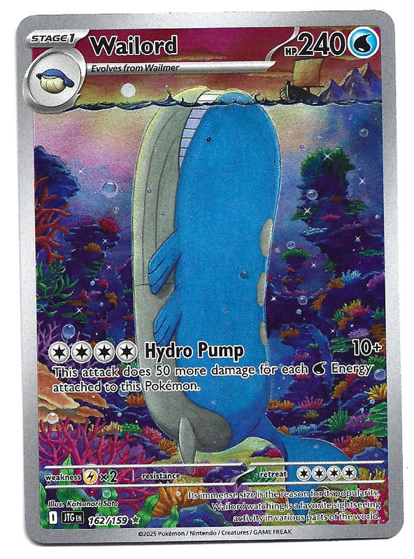 WAILORD - FULL ART ILLUSTRATION RARE  162/159 POKEMON TCG JOURNEY TOGETHER TRADING CARD
