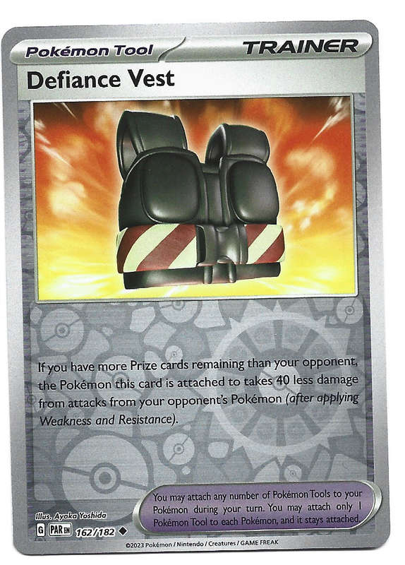 POKEMON CARD - DEFIANCE VEST  162/182 REVERSE HOLO PARADOX RIFT TRADING CARD - MINT
