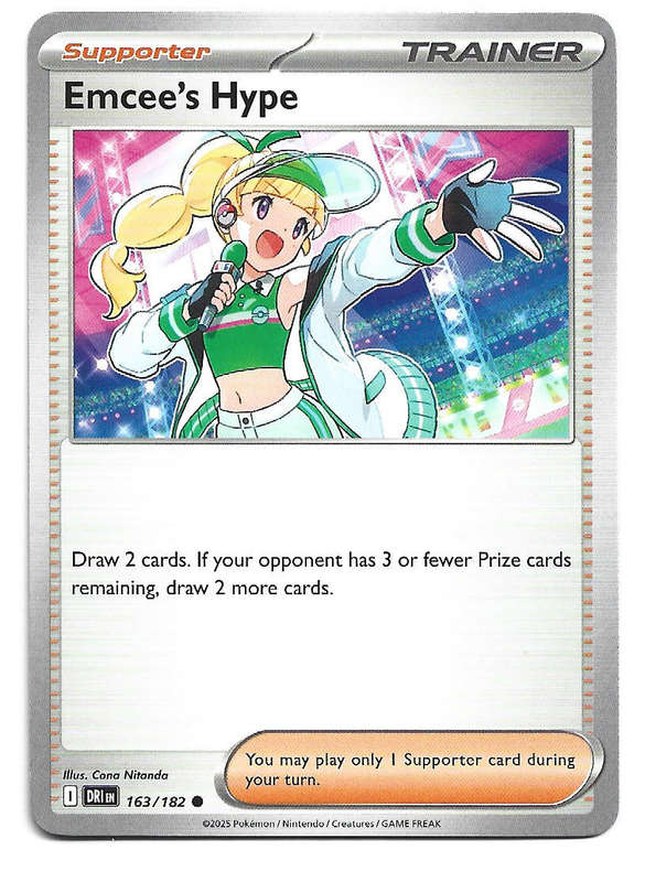 EMCEE's HYPE  -  COMMON  163/182  POKEMON TCG DESTINED RIVALS TRADING CARD